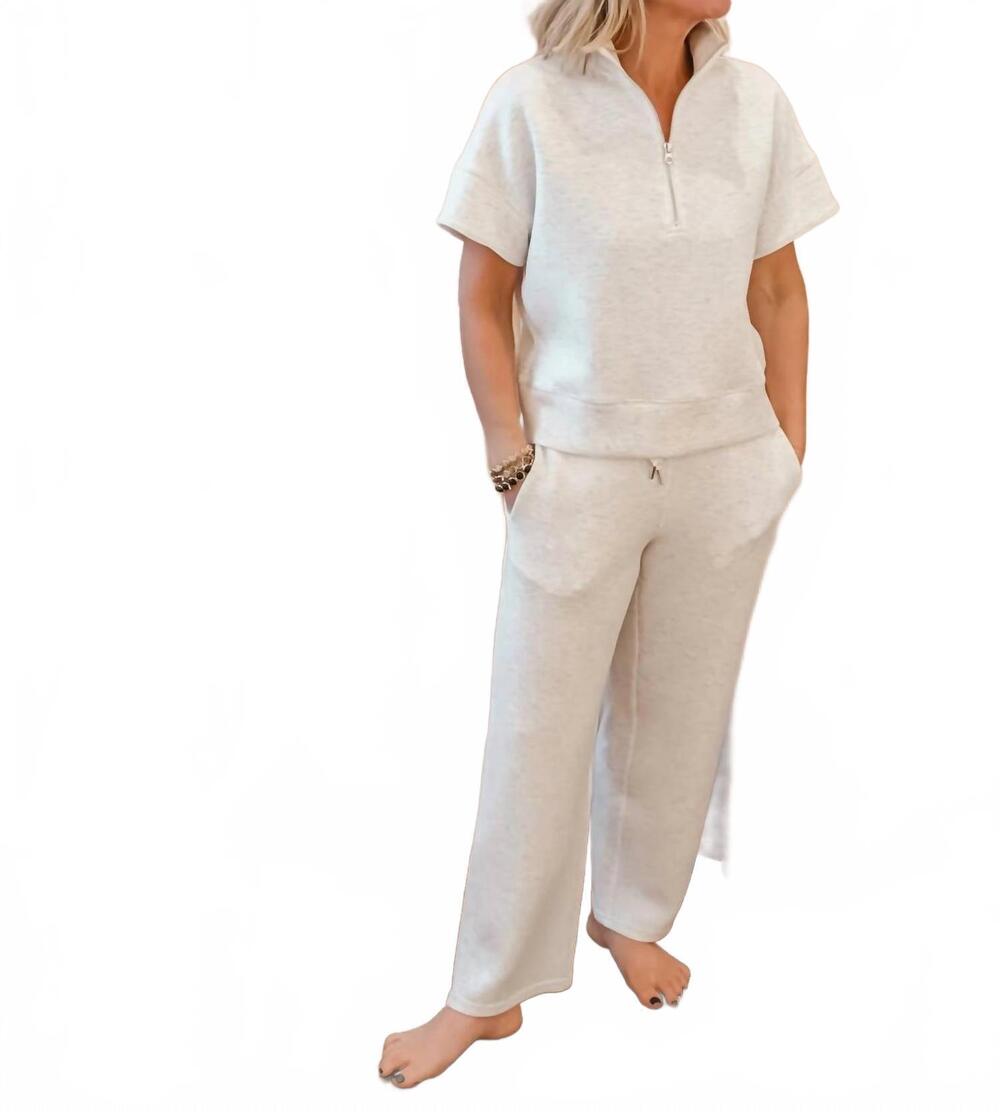 NEW ELLIOTT LAUREN comfort zone crop pant in marled ivory